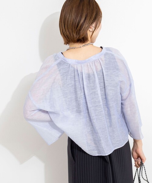 NOLLEY’S(ノーリーズ)の「ウォッシャブルシアーリネンカールマイヤーショートブラウス(シャツ/ブラウス・レディース・サックスブルー/ホワイト/ベージュ・FREE)」の20枚目の写真