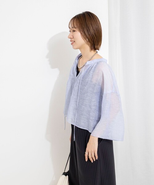 NOLLEY’S(ノーリーズ)の「ウォッシャブルシアーリネンカールマイヤーショートブラウス(シャツ/ブラウス・レディース・サックスブルー/ホワイト/ベージュ・FREE)」の21枚目の写真