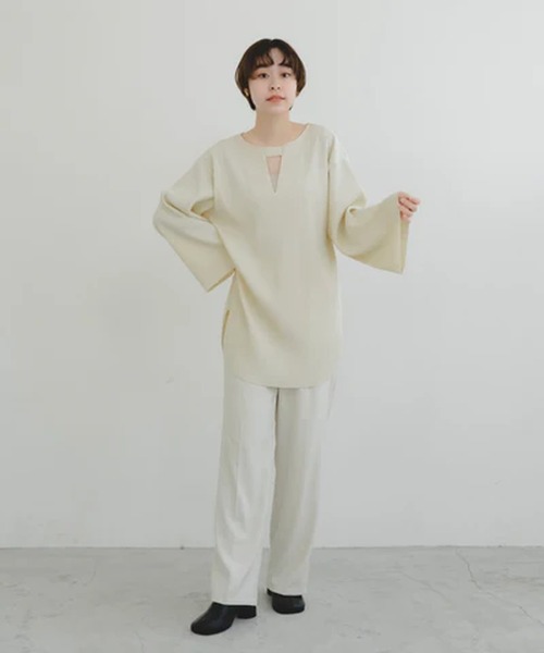 merrylatte(メリーラテ)の「2wayプリーツデザイントップス【IROHANI】(Tシャツ/カットソー・レディース・ブラック/アイボリー・FREE)」の9枚目の写真
