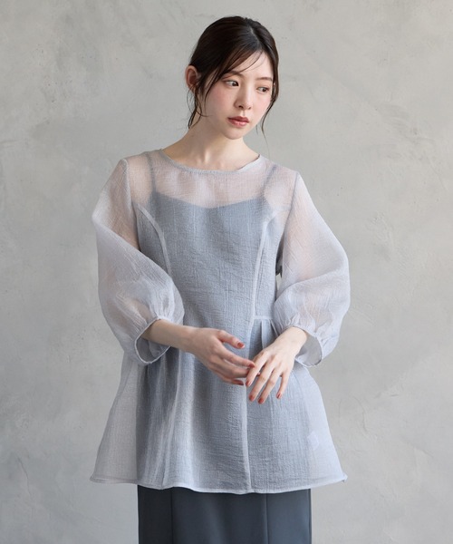 AIMER（エメ）の「オーガンジーボリュームシアーブラウス（シャツ/ブラウス・レディース・ライトグレー/ブラック・MEDIUM）」の5枚目の写真