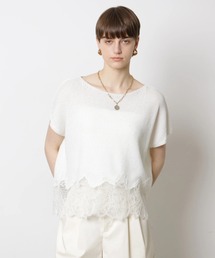 CADUNE | 裾レースメッシュニット(ニット/セーター)