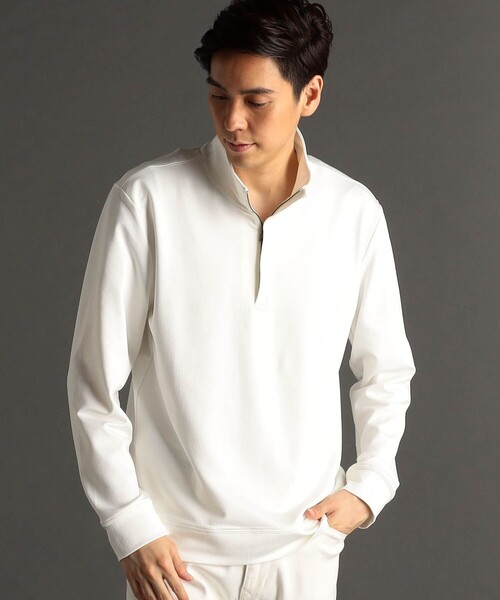 MONSIEUR NICOLE(ムッシュニコル)の「メランジジャカード スタンドジッププルオーバー(Tシャツ/カットソー・メンズ・ホワイト/ブラック・M/L/XL)」の2枚目の写真