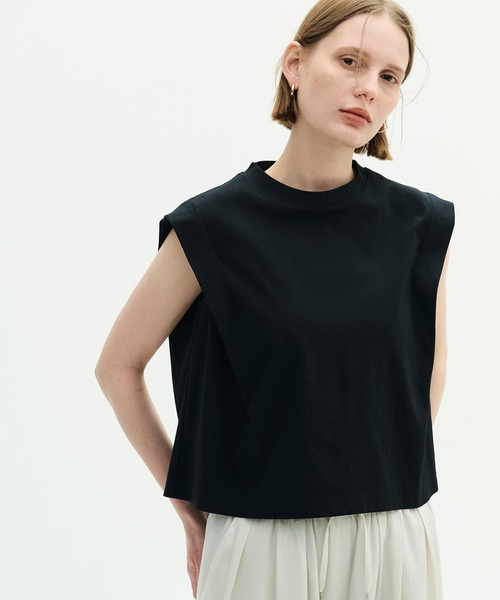 N.O.R.C（ノーク）の「【マルチファンクション】タックショルダートップス（Tシャツ/カットソー・レディース・サックスブルー/ブラック/オフホワイト/チャコール/ブラウン/ピンク・フリー）」の9枚目の写真
