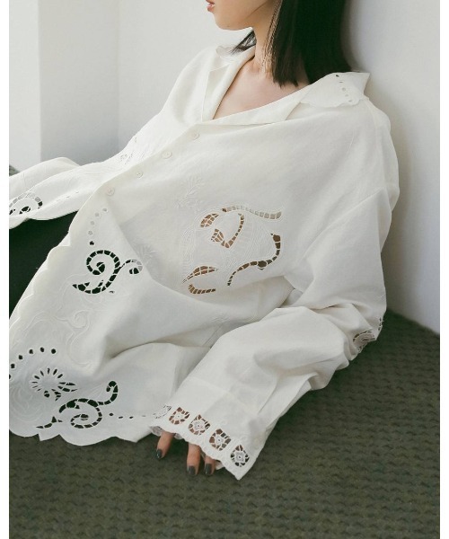 4月末までお値下げ❗️フレームワーク　インポート生地シャツ Cutwork Opencollar Shirts 62610418（シャツ/ブラウス）｜anuke