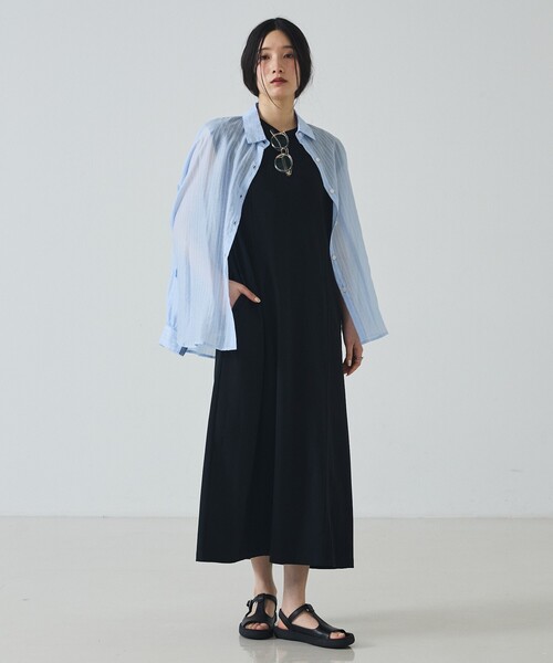 abahouse mavie(アバハウスマヴィ)の「【接触冷感!速乾!】ヘンリーネック2WAYワンピース(ワンピース・レディース・ブラック/ブルー/ブラウン・フリー)」の12枚目の写真