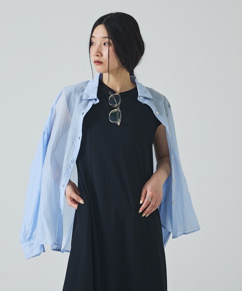 abahouse mavie(アバハウスマヴィ)の「【接触冷感!速乾!】ヘンリーネック2WAYワンピース(ワンピース・レディース・ブラック/ブルー/ブラウン・フリー)」の13枚目の写真