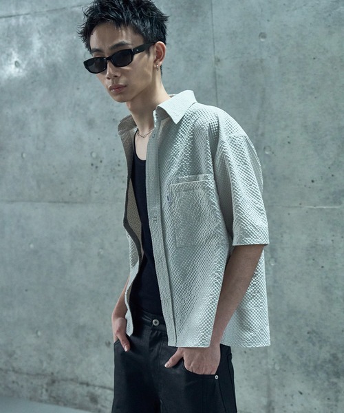 LANDNESS(ランドネス)の「【LANDNESS/ランドネス】Seersucker Layered Pocket Shirt/シアサッカーレイヤーポケットシャツ(シャツ/ブラウス・メンズ・ブラック/ライトグレー/ブラウン/ネイビー・S/M/L)」の9枚目の写真