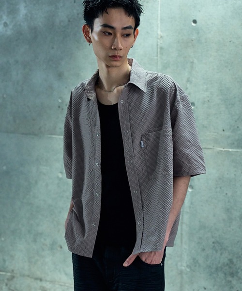 LANDNESS（ランドネス）の「【LANDNESS/ランドネス】Seersucker Layered Pocket Shirt/シアサッカーレイヤーポケットシャツ（シャツ/ブラウス・メンズ・ブラック/ライトグレー/ブラウン/ネイビー・S/M/L）」の14枚目の写真
