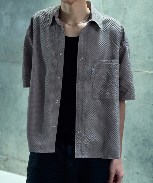 LANDNESS（ランドネス）の「【LANDNESS/ランドネス】Seersucker Layered Pocket Shirt/シアサッカーレイヤーポケットシャツ（シャツ/ブラウス・メンズ・ブラック/ライトグレー/ブラウン/ネイビー・S/M/L）」の12枚目の写真
