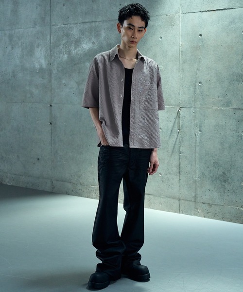 LANDNESS（ランドネス）の「【LANDNESS/ランドネス】Seersucker Layered Pocket Shirt/シアサッカーレイヤーポケットシャツ（シャツ/ブラウス・メンズ・ブラック/ライトグレー/ブラウン/ネイビー・S/M/L）」の19枚目の写真