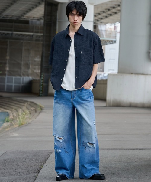 LANDNESS(ランドネス)の「【LANDNESS/ランドネス】Seersucker Layered Pocket Shirt/シアサッカーレイヤーポケットシャツ(シャツ/ブラウス・メンズ・ブラック/ライトグレー/ブラウン/ネイビー・S/M/L)」の16枚目の写真