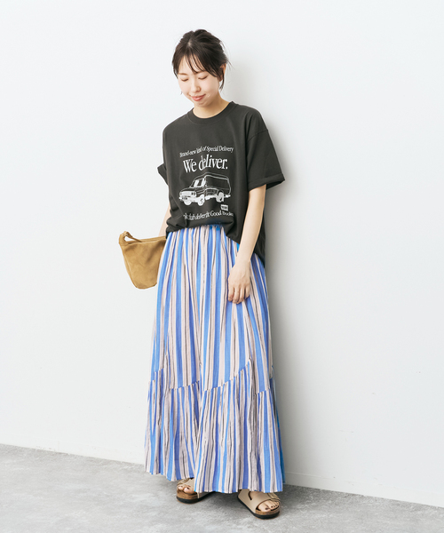 Spick & Span(スピックアンドスパン)の「《別注カラー有》ne Quittez pas CottonVoile StripeSlant Panel Skirt*(スカート・レディース・ラベンダー/ブルー・MEDIUM)」の22枚目の写真