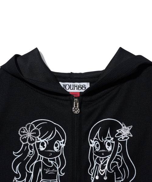 YOUHEE（ユヒ）の「YOUHEE FRIENDS GRAPHIC HOOD ZIP-UP_BLACK（パーカー・レディース・その他・SMALL/MEDIUM）」の4枚目の写真