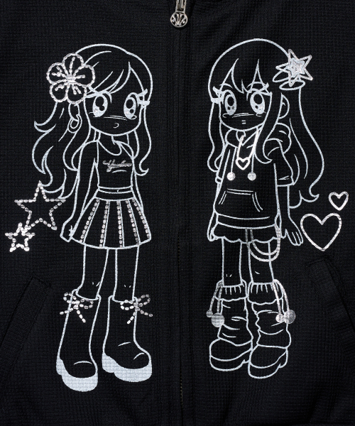 YOUHEE（ユヒ）の「YOUHEE FRIENDS GRAPHIC HOOD ZIP-UP_BLACK（パーカー・レディース・その他・SMALL/MEDIUM）」の5枚目の写真