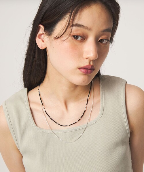 green label relaxing(グリーンレーベルリラクシング)の「3WAY ビーズ&チェーン 2連ネックレス(ネックレス・レディース・ブラウン系/ブラック/オフホワイト・FREE)」の7枚目の写真