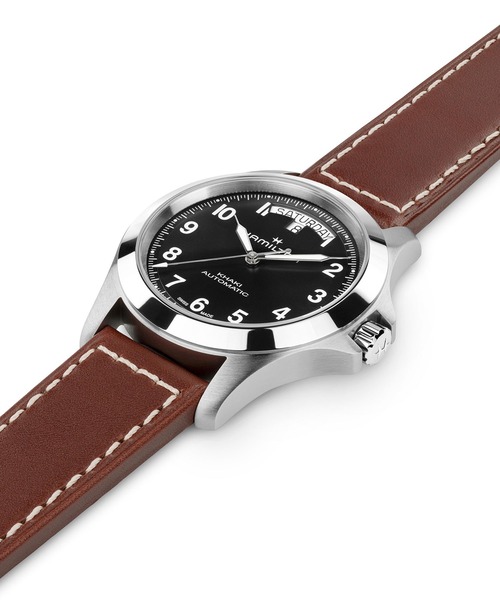 HAMILTON（ハミルトン）の「HAMILTON [ハミルトン] 腕時計 Khaki Field （カーキ フィールド） King キング 40MM ブラック×ブラウン（アナログ腕時計・メンズ・ブラック・FREE）」の4枚目の写真