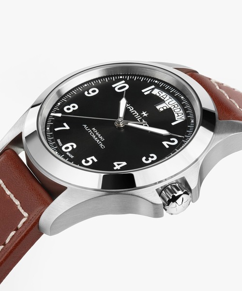 HAMILTON（ハミルトン）の「HAMILTON [ハミルトン] 腕時計 Khaki Field （カーキ フィールド） King キング 40MM ブラック×ブラウン（アナログ腕時計・メンズ・ブラック・FREE）」の6枚目の写真