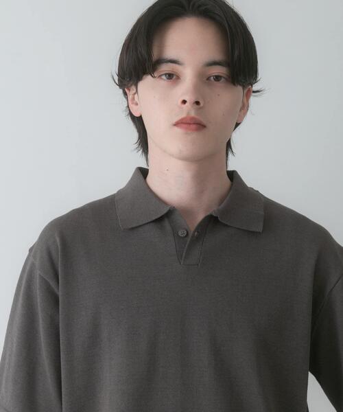 SENSE OF PLACE by URBAN RESEARCH（センスオブプレイスバイアーバンリサーチ）の「『洗濯可』ドライタッチスキッパーニットTシャツ（ニット/セーター・メンズ・ネイビー/チャコールグレー/ライトブルー・M/L）」の4枚目の写真