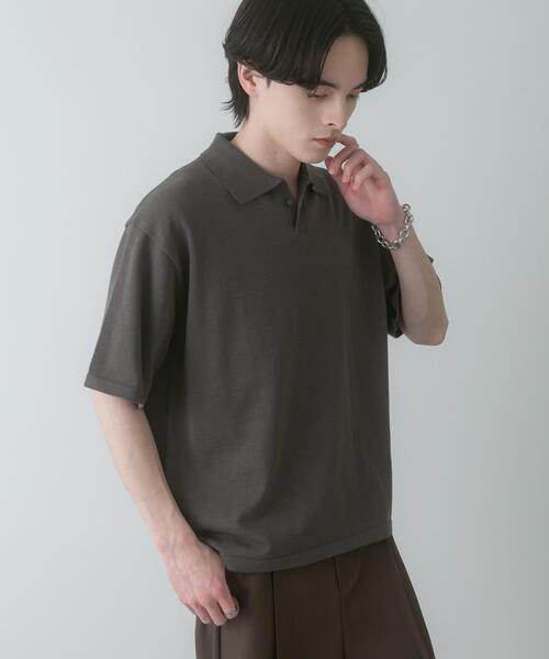 SENSE OF PLACE by URBAN RESEARCH（センスオブプレイスバイアーバンリサーチ）の「『洗濯可』ドライタッチスキッパーニットTシャツ（ニット/セーター・メンズ・ネイビー/チャコールグレー/ライトブルー・M/L）」の5枚目の写真