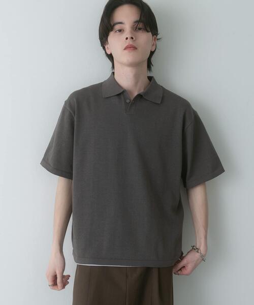SENSE OF PLACE by URBAN RESEARCH（センスオブプレイスバイアーバンリサーチ）の「『洗濯可』ドライタッチスキッパーニットTシャツ（ニット/セーター・メンズ・ネイビー/チャコールグレー/ライトブルー・M/L）」の6枚目の写真