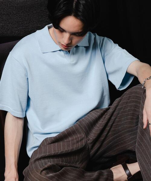 SENSE OF PLACE by URBAN RESEARCH（センスオブプレイスバイアーバンリサーチ）の「『洗濯可』ドライタッチスキッパーニットTシャツ（ニット/セーター・メンズ・ネイビー/チャコールグレー/ライトブルー・M/L）」の13枚目の写真