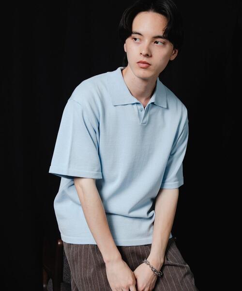 SENSE OF PLACE by URBAN RESEARCH（センスオブプレイスバイアーバンリサーチ）の「『洗濯可』ドライタッチスキッパーニットTシャツ（ニット/セーター・メンズ・ネイビー/チャコールグレー/ライトブルー・M/L）」の15枚目の写真