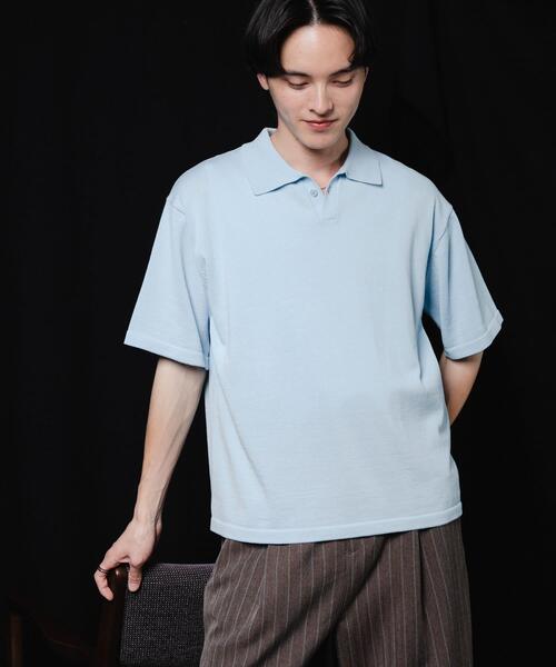 SENSE OF PLACE by URBAN RESEARCH（センスオブプレイスバイアーバンリサーチ）の「『洗濯可』ドライタッチスキッパーニットTシャツ（ニット/セーター・メンズ・ネイビー/チャコールグレー/ライトブルー・M/L）」の16枚目の写真