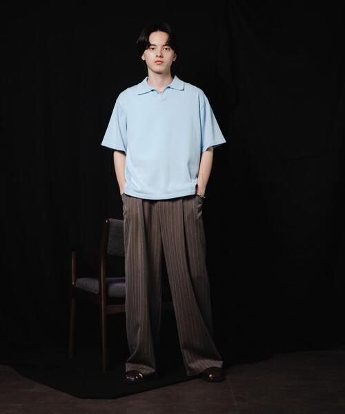 SENSE OF PLACE by URBAN RESEARCH（センスオブプレイスバイアーバンリサーチ）の「『洗濯可』ドライタッチスキッパーニットTシャツ（ニット/セーター・メンズ・ネイビー/チャコールグレー/ライトブルー・M/L）」の18枚目の写真