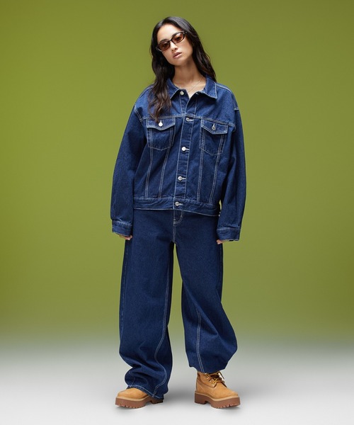 X-girl(エックスガール)の「LOGO MARK STITCHED DENIM JACKET(デニムジャケット・レディース・ピンク/インディゴブルー/ライトインディゴブルー・S/M)」の12枚目の写真