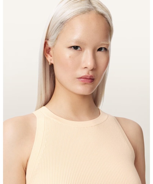 ALLSAINTS(オールセインツ)の「ZENIA SLEEVELESS KNIT WOVEN MIDI DRESS | ZENIA ノースリーブ ニット ウーブン ミディ ドレス・ワンピース(ワンピース・レディース・ホワイト系その他・S/M/XS)」の3枚目の写真
