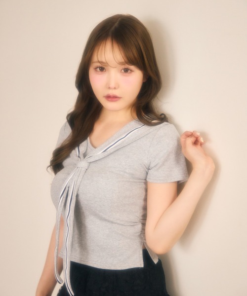 miune(ミューヌ)の「セーラーカットソー(Tシャツ/カットソー・レディース・ブラック/ネイビー/グレー・FREE)」の4枚目の写真