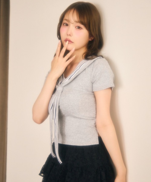 miune(ミューヌ)の「セーラーカットソー(Tシャツ/カットソー・レディース・ブラック/ネイビー/グレー・FREE)」の11枚目の写真