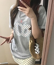 【2color】ドットアップルプリントTシャツ