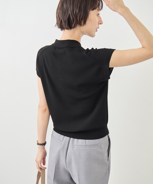ROPE' PICNIC(ロペピクニック)の「八方映えニット 金ボタンフレンチスリーブポロカラーカーディガン/UVカット・接触冷感・イージーケア(カーディガン/ボレロ・レディース・ブラウン/オフホワイト/サックスブルー/ブラック・FREE)」の8枚目の写真