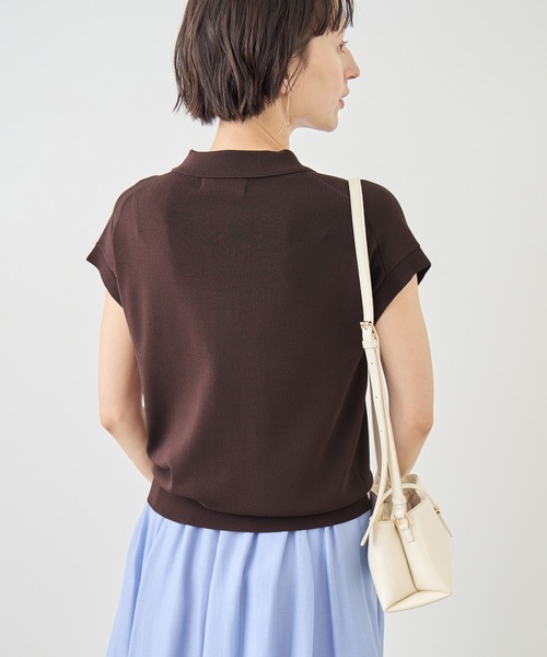 ROPE' PICNIC(ロペピクニック)の「八方映えニット 金ボタンフレンチスリーブポロカラーカーディガン/UVカット・接触冷感・イージーケア(カーディガン/ボレロ・レディース・ブラウン/オフホワイト/サックスブルー/ブラック・FREE)」の20枚目の写真