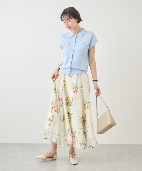 ROPE' PICNIC(ロペピクニック)の「八方映えニット 金ボタンフレンチスリーブポロカラーカーディガン/UVカット・接触冷感・イージーケア(カーディガン/ボレロ・レディース・ブラウン/オフホワイト/サックスブルー/ブラック・FREE)」の21枚目の写真