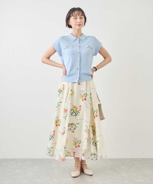 ROPE' PICNIC(ロペピクニック)の「八方映えニット 金ボタンフレンチスリーブポロカラーカーディガン/UVカット・接触冷感・イージーケア(カーディガン/ボレロ・レディース・ブラウン/オフホワイト/サックスブルー/ブラック・FREE)」の22枚目の写真