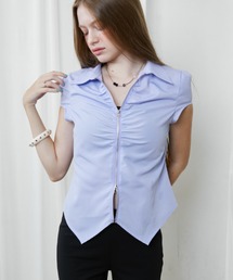 Front Zip Shirred Shirt / フロントジップシャーリングシャツ