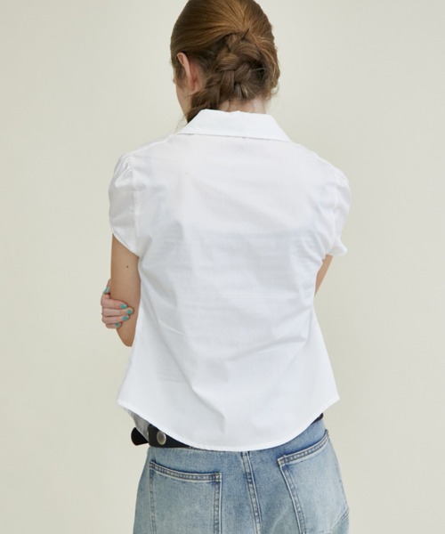 Rohwel（ローウェル）の「Front Zip Shirred Shirt / フロントジップシャーリングシャツ（シャツ/ブラウス・レディース・ライトブルー/ホワイト・FREE）」の6枚目の写真