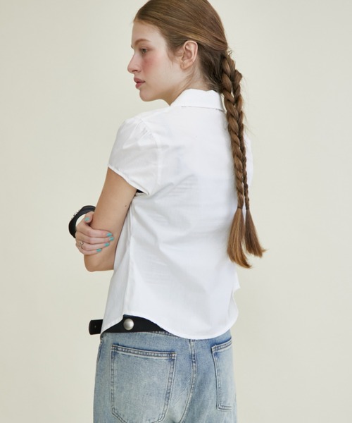 Rohwel（ローウェル）の「Front Zip Shirred Shirt / フロントジップシャーリングシャツ（シャツ/ブラウス・レディース・ライトブルー/ホワイト・FREE）」の7枚目の写真