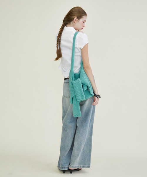 Rohwel（ローウェル）の「Front Zip Shirred Shirt / フロントジップシャーリングシャツ（シャツ/ブラウス・レディース・ライトブルー/ホワイト・FREE）」の4枚目の写真