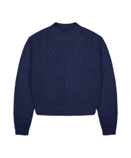 RuNaKi'Hu'(ルナキフ)の「WXK014 ルーズケーブルニットプルオーバー ヘアリーニット (ダークネイビー)(ニット/セーター・レディース・その他・1/2)」の5枚目の写真