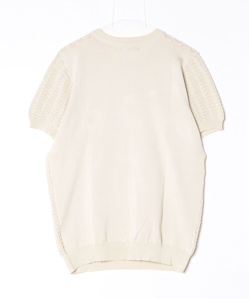 Beno(ビーノ)の「透かし編み ヘンリーネック 半袖ニット / サマーニット シアーニット メンズ ジャガード Sheer Henley Knit(Tシャツ/カットソー・メンズ・ブラック/アイボリー/ブラウン・MEDIUM/LARGE/X-LARGE)」の17枚目の写真