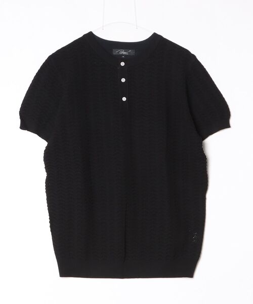 Beno(ビーノ)の「透かし編み ヘンリーネック 半袖ニット / サマーニット シアーニット メンズ ジャガード Sheer Henley Knit(Tシャツ/カットソー・メンズ・ブラック/アイボリー/ブラウン・MEDIUM/LARGE/X-LARGE)」の18枚目の写真