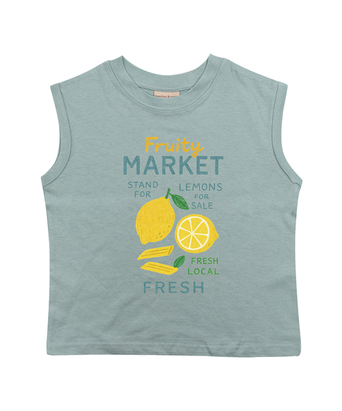BEACHESAND CREAM KIDS(ビーチスアンドクリームキッズ)の「レモン 袖なしTシャツ - グレーシーミント(Tシャツ/カットソー・レディース・ミント・SMALL/MEDIUM/LARGE)」の1枚目の写真