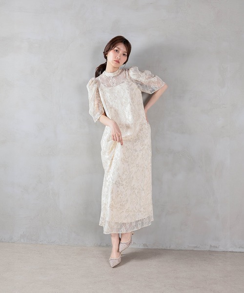 Kana(カナ)の「刺繍レースAラインワンピースドレス パーティー 結婚式 お呼ばれ オケージョンドレス(ドレス・レディース・グレー/ブラック/アイボリー・M)」の6枚目の写真