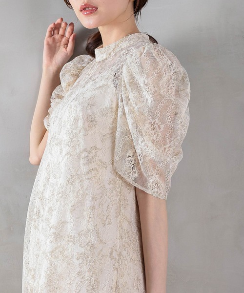 Kana(カナ)の「刺繍レースAラインワンピースドレス パーティー 結婚式 お呼ばれ オケージョンドレス(ドレス・レディース・グレー/ブラック/アイボリー・M)」の5枚目の写真