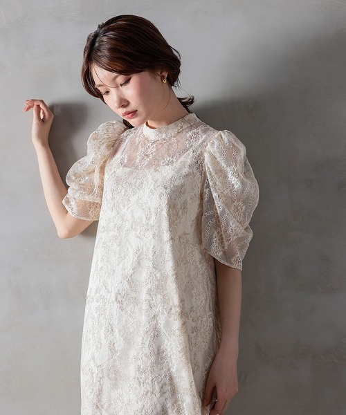 Kana(カナ)の「刺繍レースAラインワンピースドレス パーティー 結婚式 お呼ばれ オケージョンドレス(ドレス・レディース・グレー/ブラック/アイボリー・M)」の4枚目の写真