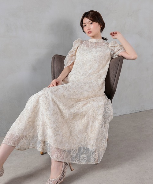 Kana(カナ)の「刺繍レースAラインワンピースドレス パーティー 結婚式 お呼ばれ オケージョンドレス(ドレス・レディース・グレー/ブラック/アイボリー・M)」の9枚目の写真