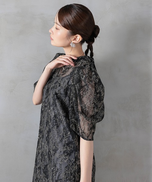 Kana(カナ)の「刺繍レースAラインワンピースドレス パーティー 結婚式 お呼ばれ オケージョンドレス(ドレス・レディース・グレー/ブラック/アイボリー・M)」の14枚目の写真